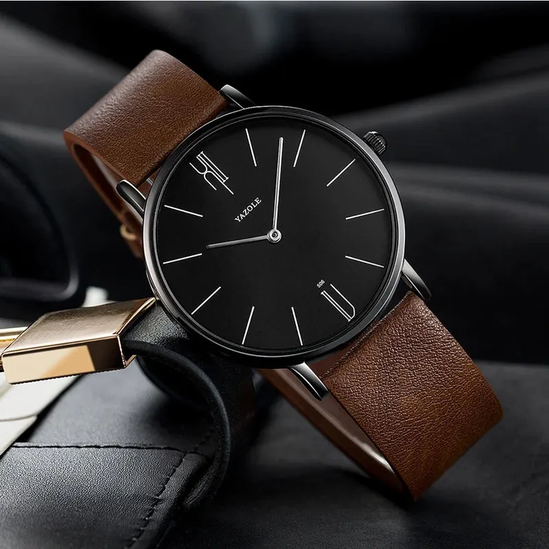 Luxury Men's Leather Quartz Watch