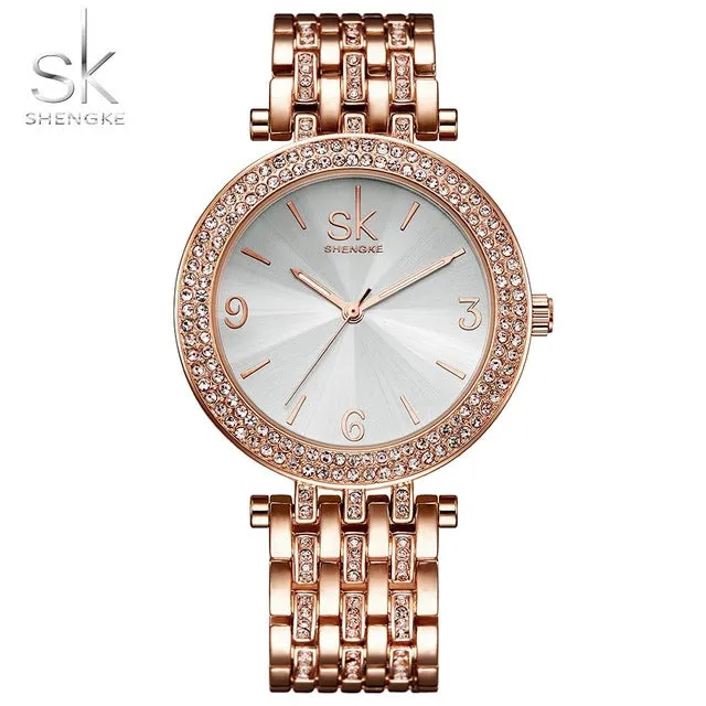 Luxury Women Watch Brands Crystal Sliver Dial Fashion Design Bracelet Watches Ladies Womenwrist Watches Relogio Feminino