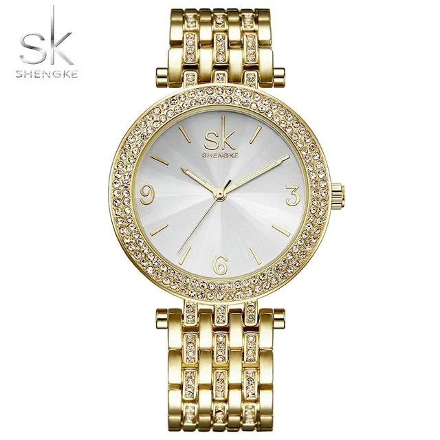 Luxury Women Watch Brands Crystal Sliver Dial Fashion Design Bracelet Watches Ladies Womenwrist Watches Relogio Feminino