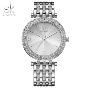 Luxury Women Watch Brands Crystal Sliver Dial Fashion Design Bracelet Watches Ladies Womenwrist Watches Relogio Feminino