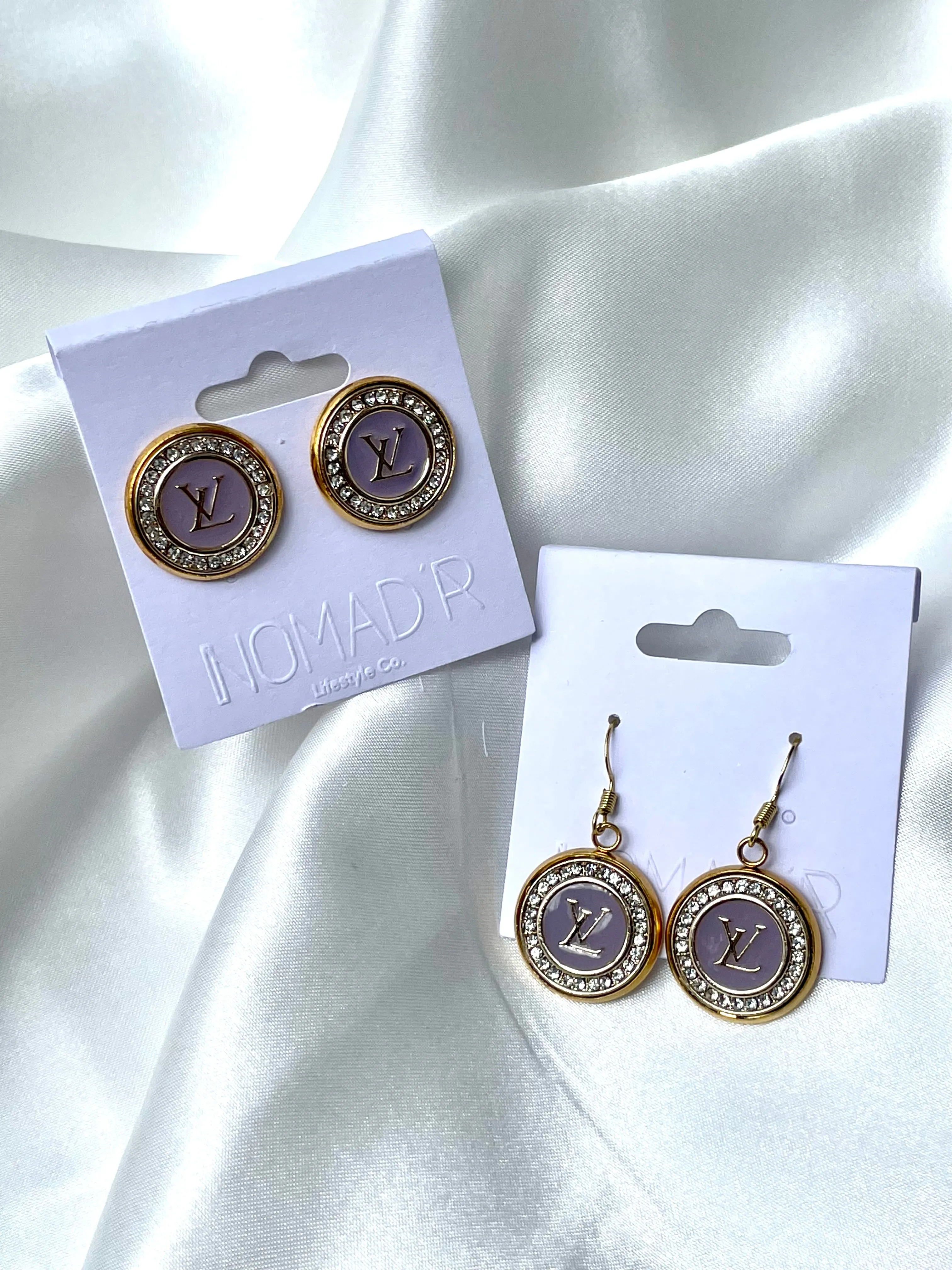 LV Purple & Gold Swarovski Crystal Stud Earrings