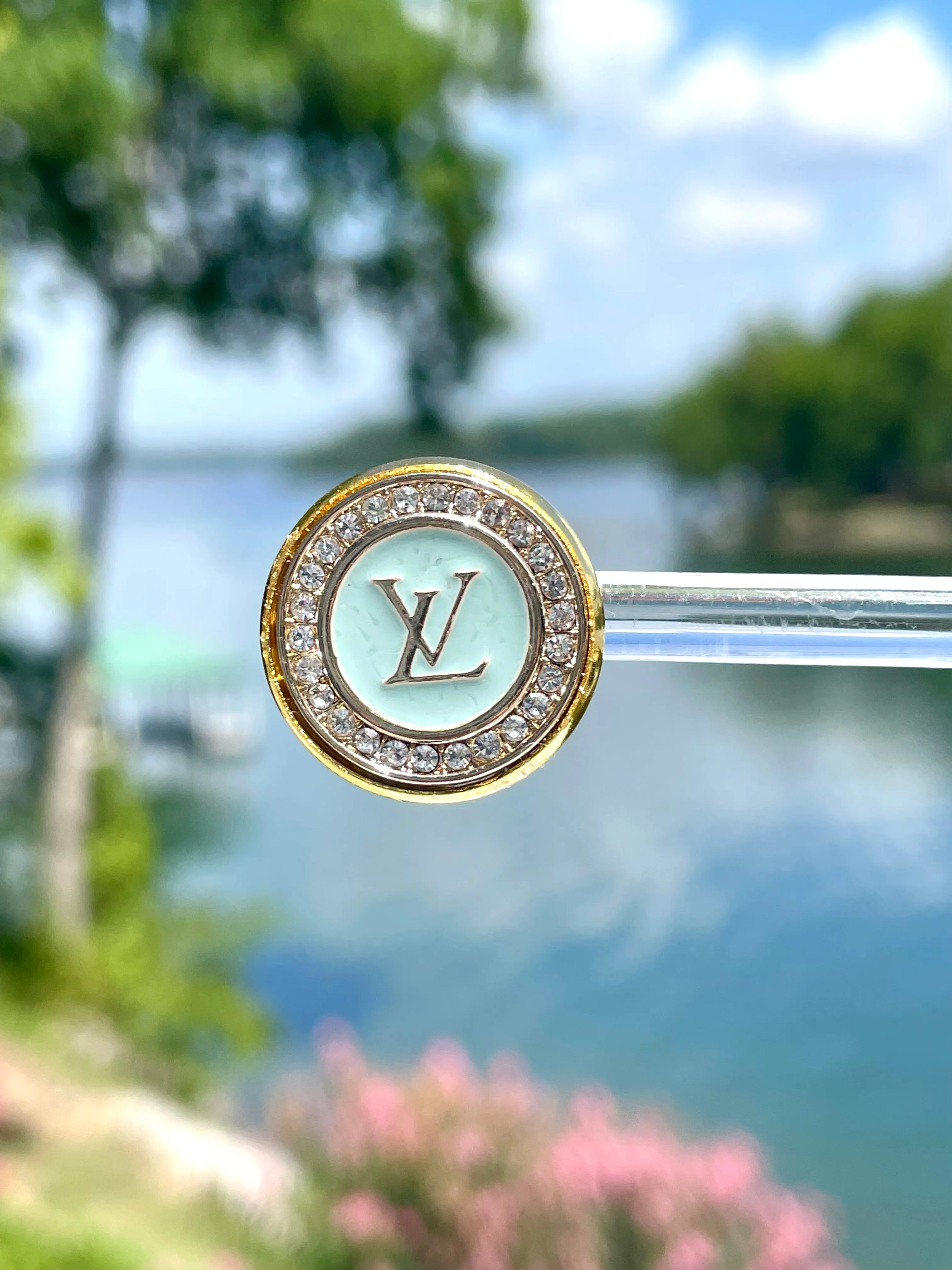 LV Swarovski Crystal Halo Stud Earrings- BLUE