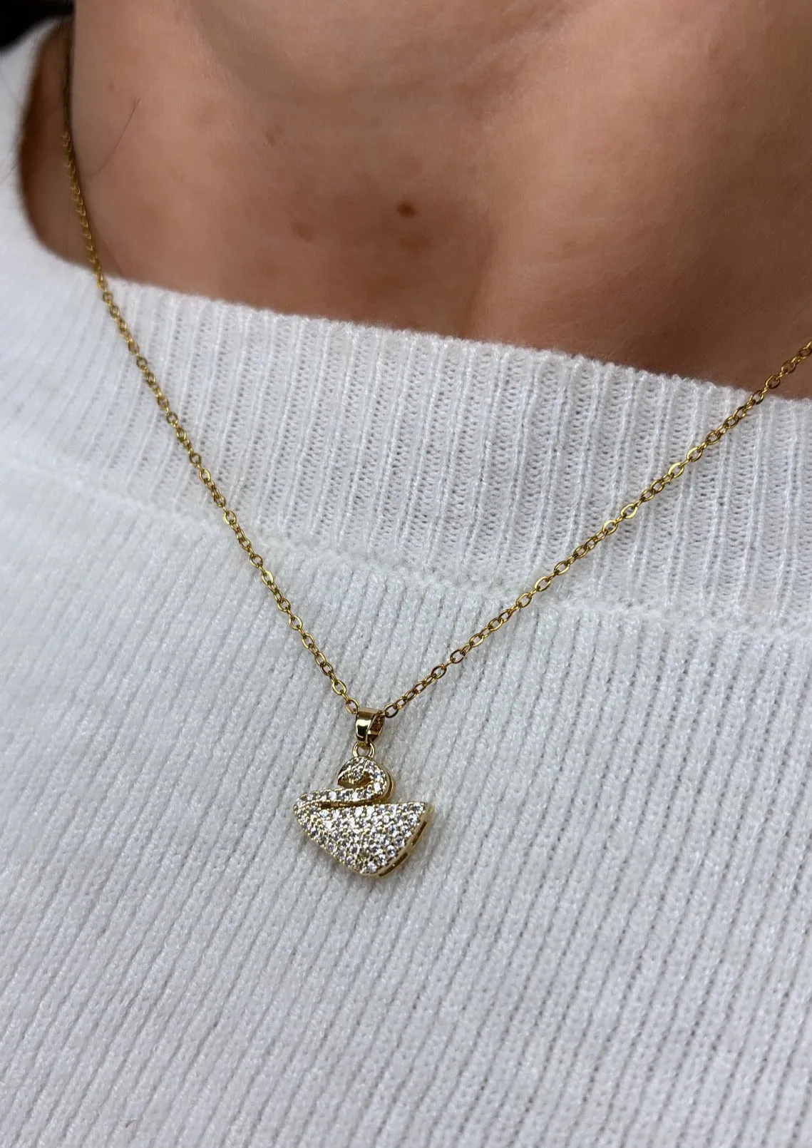 Maddox Gold Swan Pendant Necklace