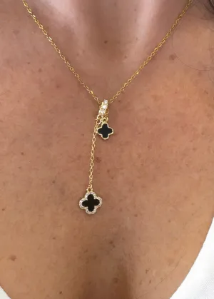 Madrigal Black Flower Gold Necklace