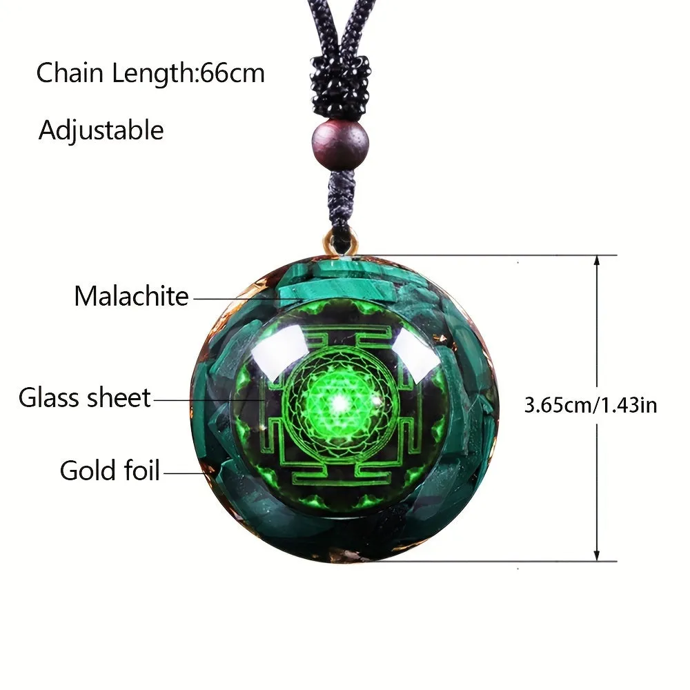 Malachite Crystal Necklace for Protection Healing Chakra Jewelry
