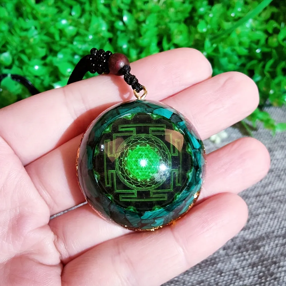 Malachite Crystal Necklace for Protection Healing Chakra Jewelry