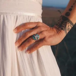 'Margot' Moissanite Engagement   Turquoise Wedding Ring Set // Made to Order