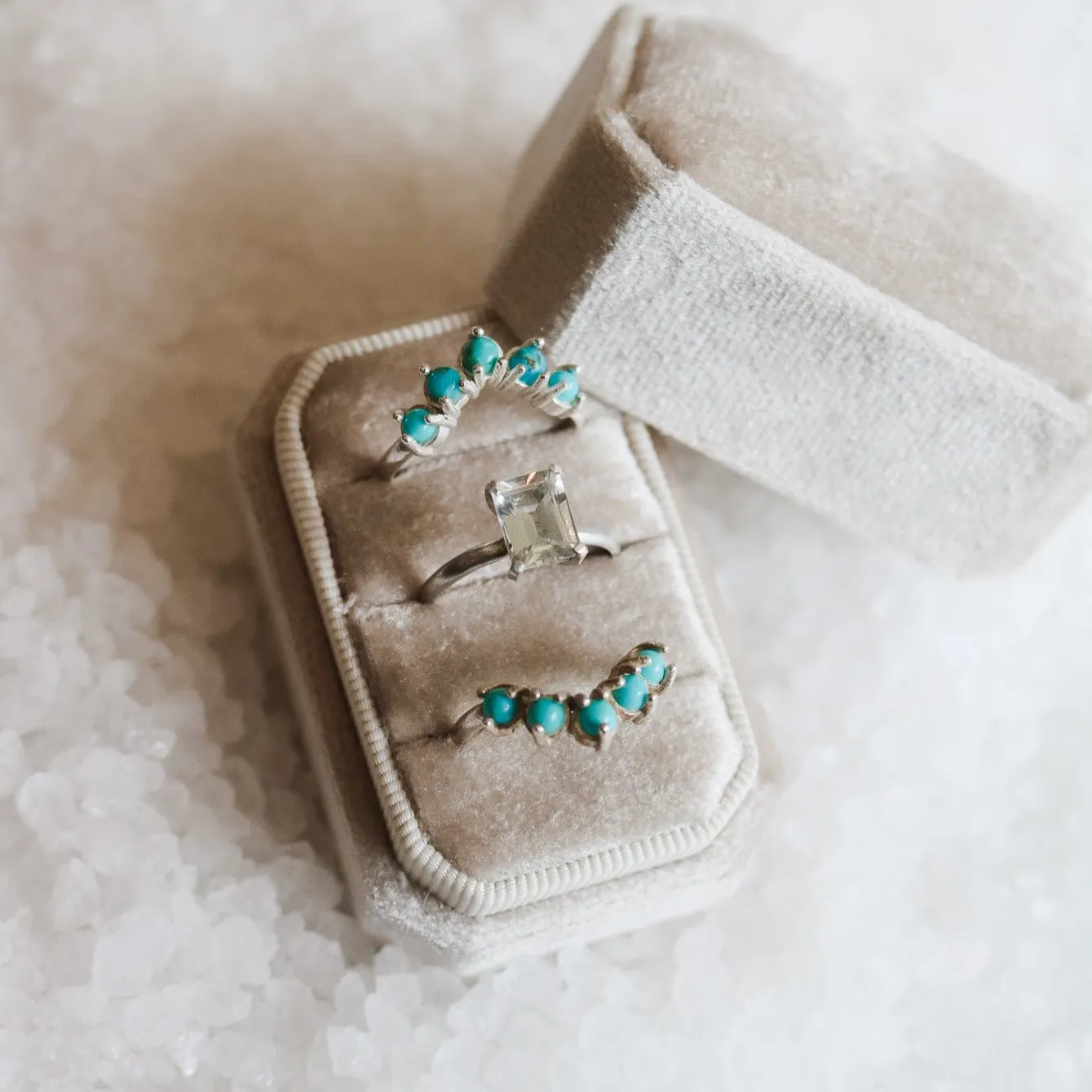'Margot' Moissanite Engagement   Turquoise Wedding Ring Set // Made to Order