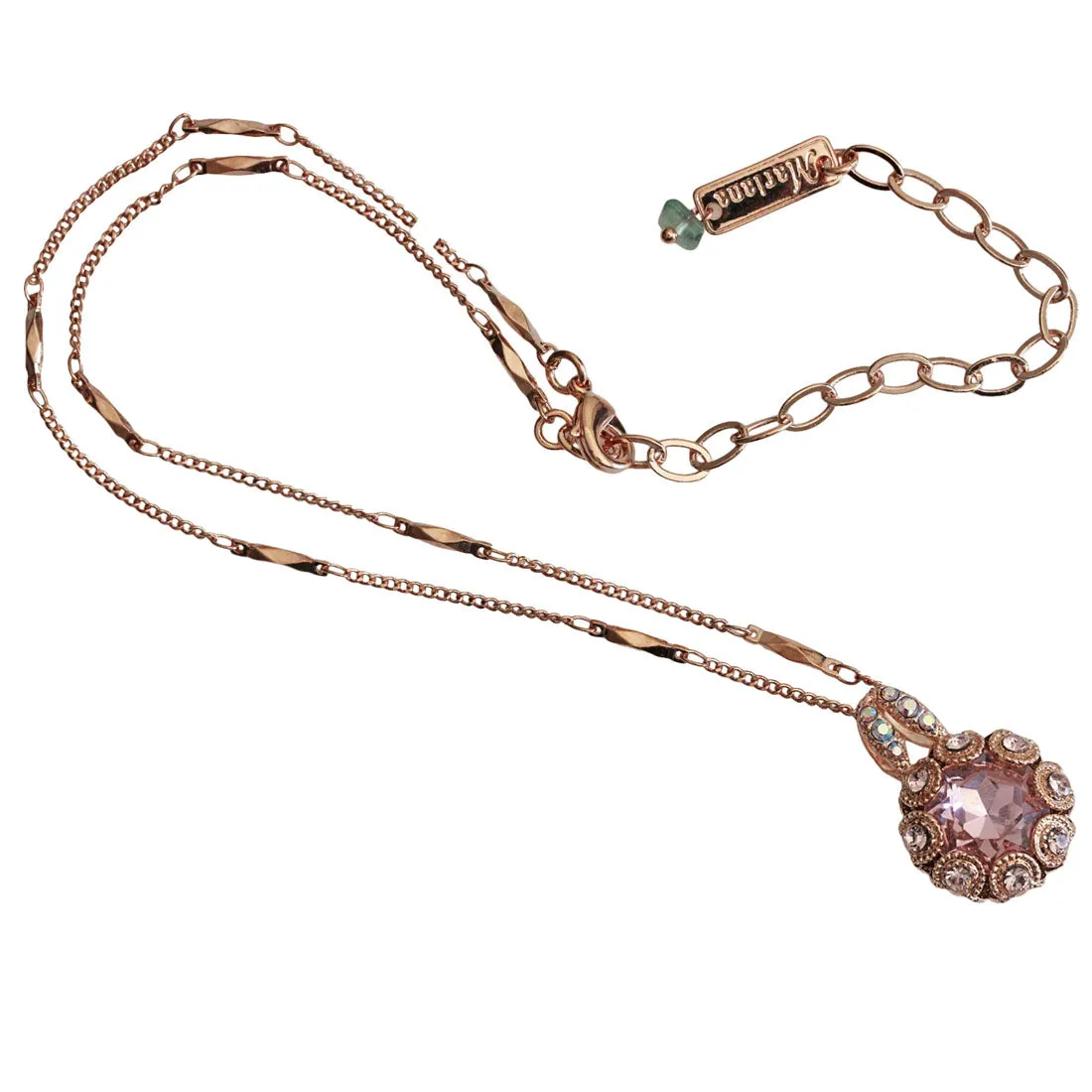 Mariana "Flamingo" Rose Gold Plated Lovable Embellished Faceted Pendant Crystal Necklace, 5070 317rg