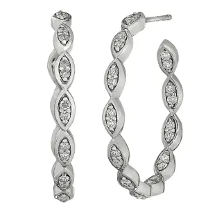 Marquis Style Inside Out Diamond Hoop Earrings