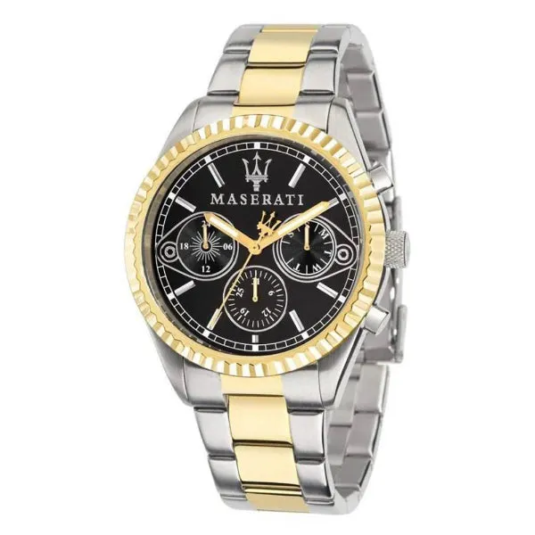 Maserati Competizione Two-Tone Stainless Steel Black Dial Quartz Watch for Gents - R8853100016