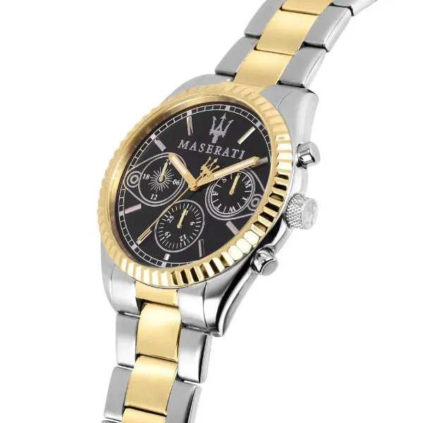 Maserati Competizione Two-Tone Stainless Steel Black Dial Quartz Watch for Gents - R8853100016