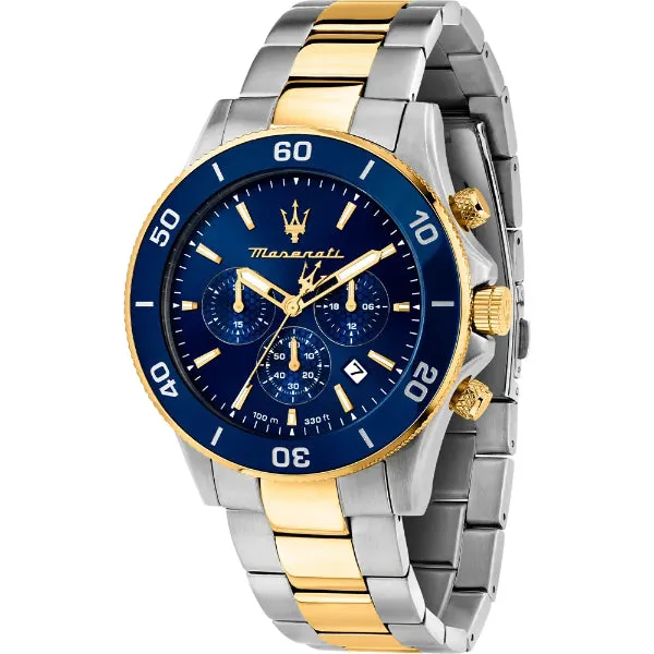 Maserati Competizione Two-Tone Stainless Steel Blue Dial Quartz Watch for Gents - R8873600006