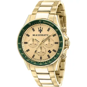 Maserati Sfida Gold Stainless Steel Gold Dial Quartz Watch for Gents - R8873640005