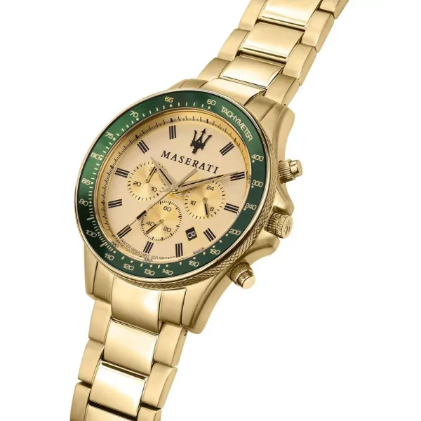 Maserati Sfida Gold Stainless Steel Gold Dial Quartz Watch for Gents - R8873640005