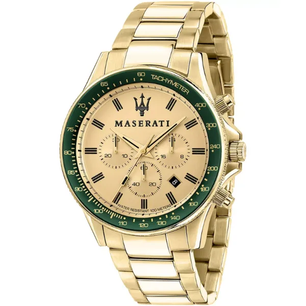 Maserati Sfida Gold Stainless Steel Gold Dial Quartz Watch for Gents - R8873640005