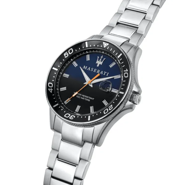 Maserati Sfida Silver Stainless Steel Blue Dial Quartz Watch for Gents - R8853140001