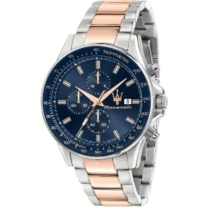 Maserati Sfida Two-Tone Stainless Steel Blue Dial Quartz Watch for Gents - R8873640012