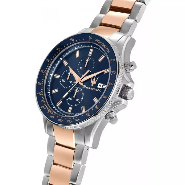 Maserati Sfida Two-Tone Stainless Steel Blue Dial Quartz Watch for Gents - R8873640012