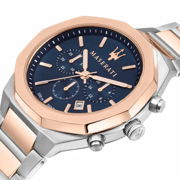 Maserati Stile Two-Tone Stainless Steel Blue Dial Quartz Watch for Gents - R8873642002