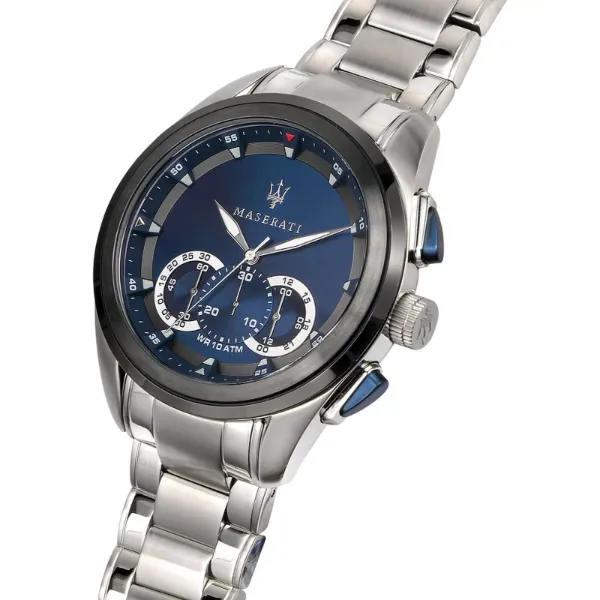 Maserati Traguardo Silver Stainless Steel Blue Dial Quartz Watch for Gents - R8873612014