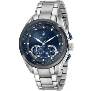 Maserati Traguardo Silver Stainless Steel Blue Dial Quartz Watch for Gents - R8873612014