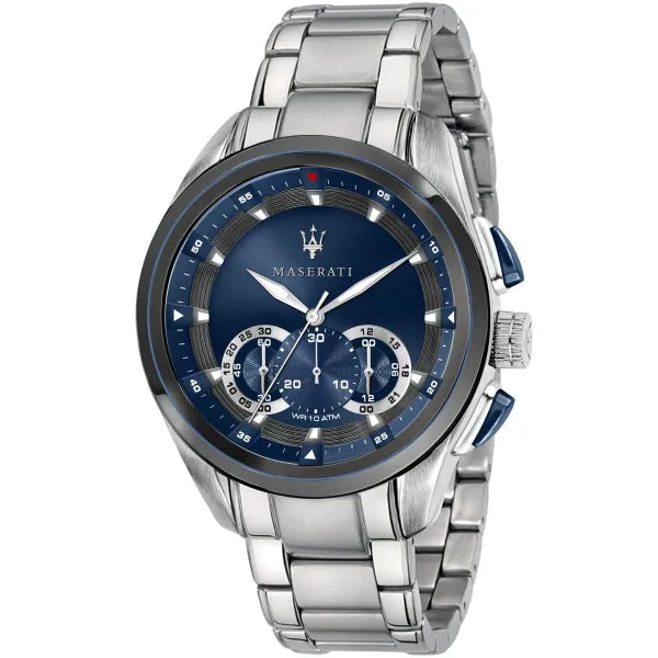 Maserati Traguardo Silver Stainless Steel Blue Dial Quartz Watch for Gents - R8873612014