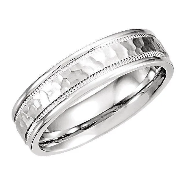 Matthew Fancy Carved Band with Micro-Hammer Finish Band