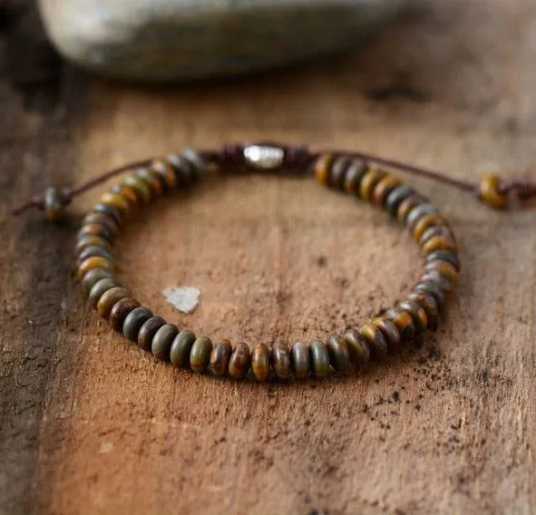 Men Bracelet Disc Shape Stone Friendship Bracelets