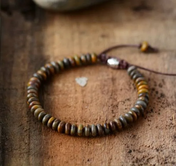 Men Bracelet Disc Shape Stone Friendship Bracelets