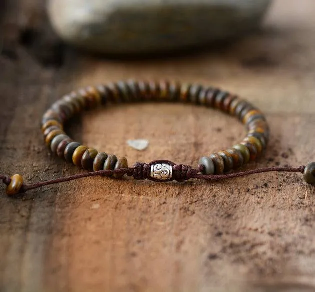 Men Bracelet Disc Shape Stone Friendship Bracelets