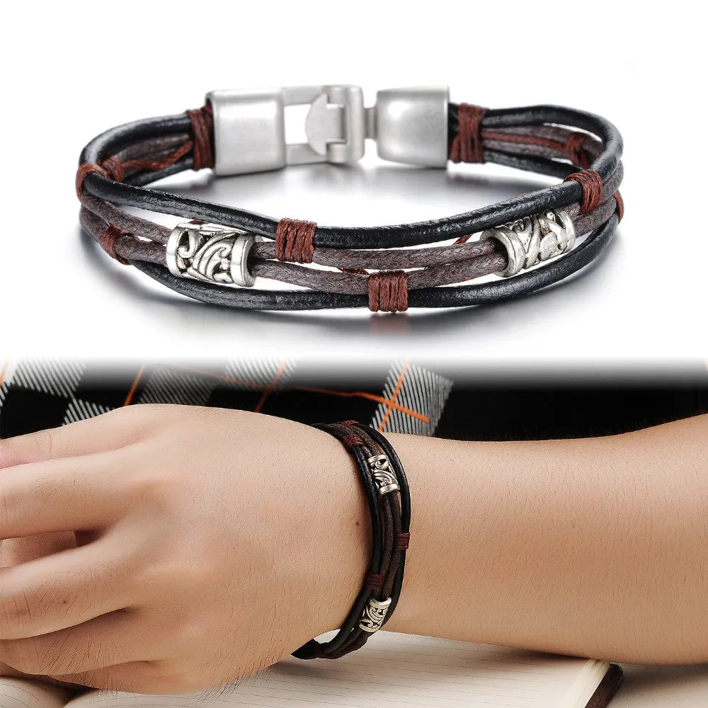 Men jewelry vintage leather bracelet luxury brand bangle fashion designer charm items valentine's day gifts