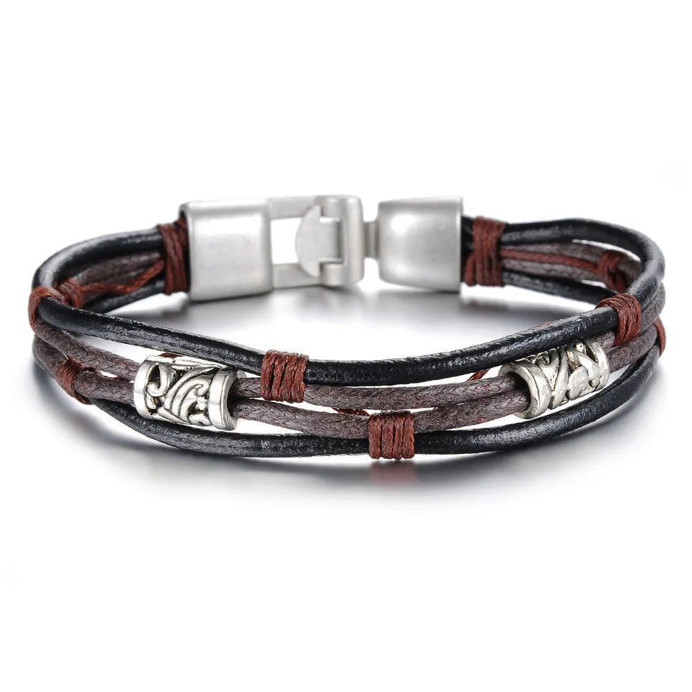 Men jewelry vintage leather bracelet luxury brand bangle fashion designer charm items valentine's day gifts