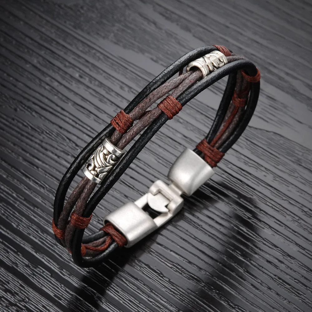 Men jewelry vintage leather bracelet luxury brand bangle fashion designer charm items valentine's day gifts