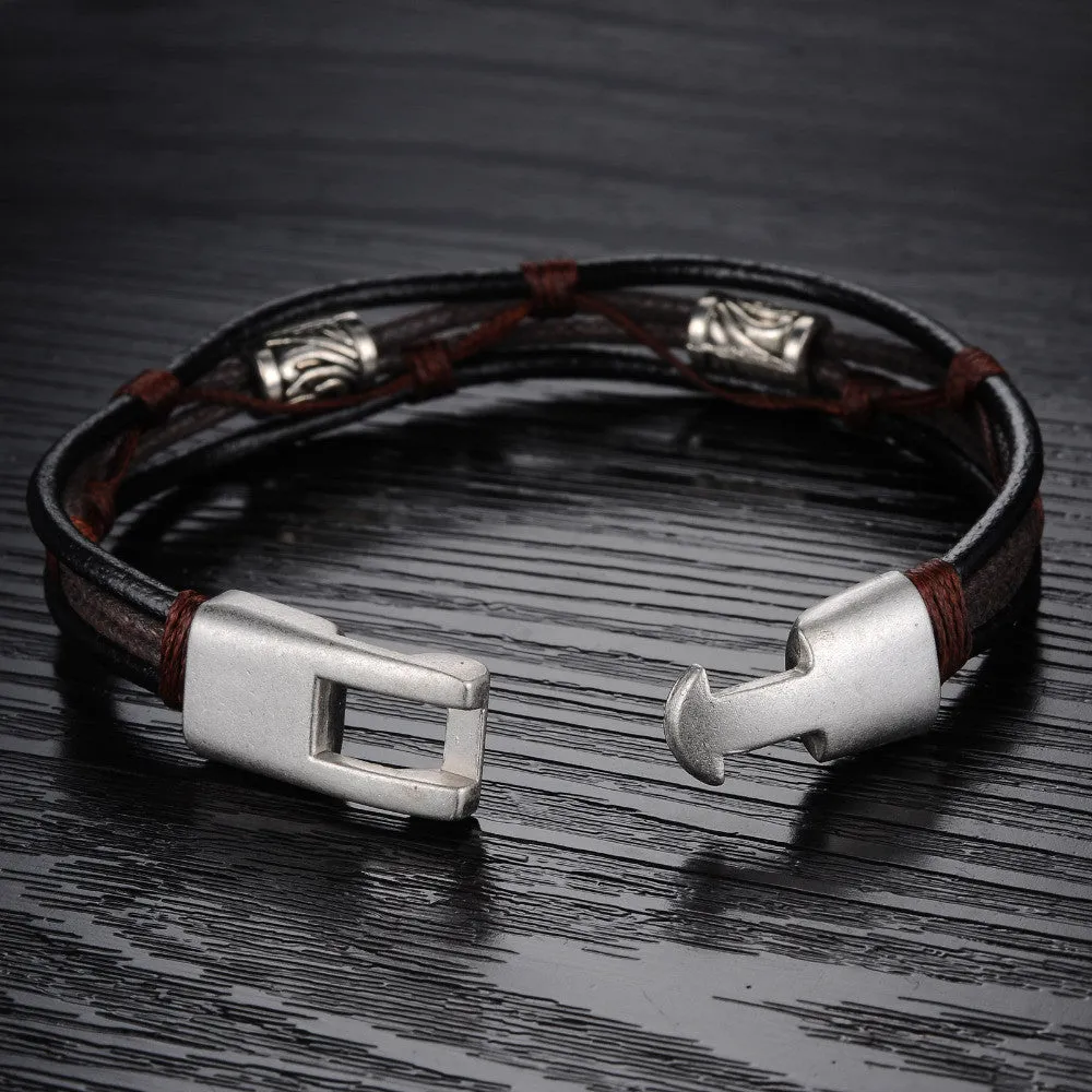Men jewelry vintage leather bracelet luxury brand bangle fashion designer charm items valentine's day gifts