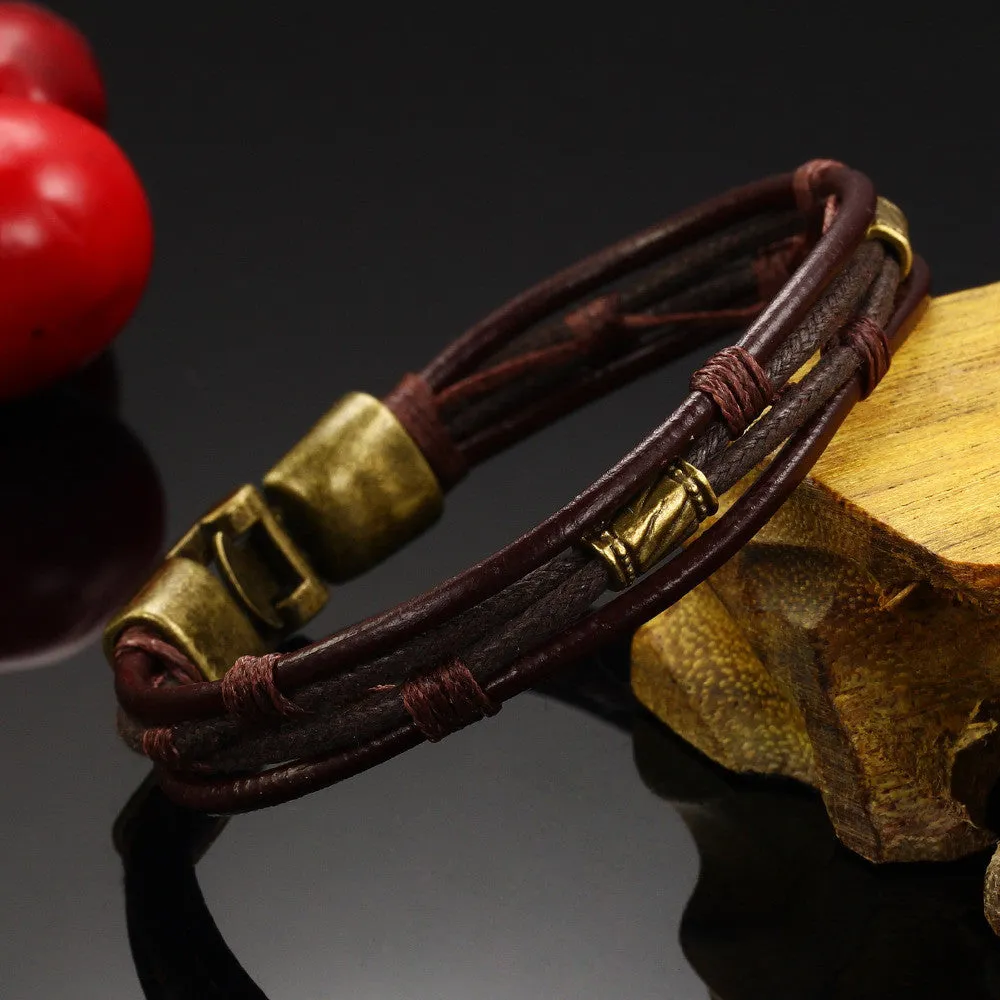Men jewelry vintage leather bracelet luxury brand bangle fashion designer charm items valentine's day gifts