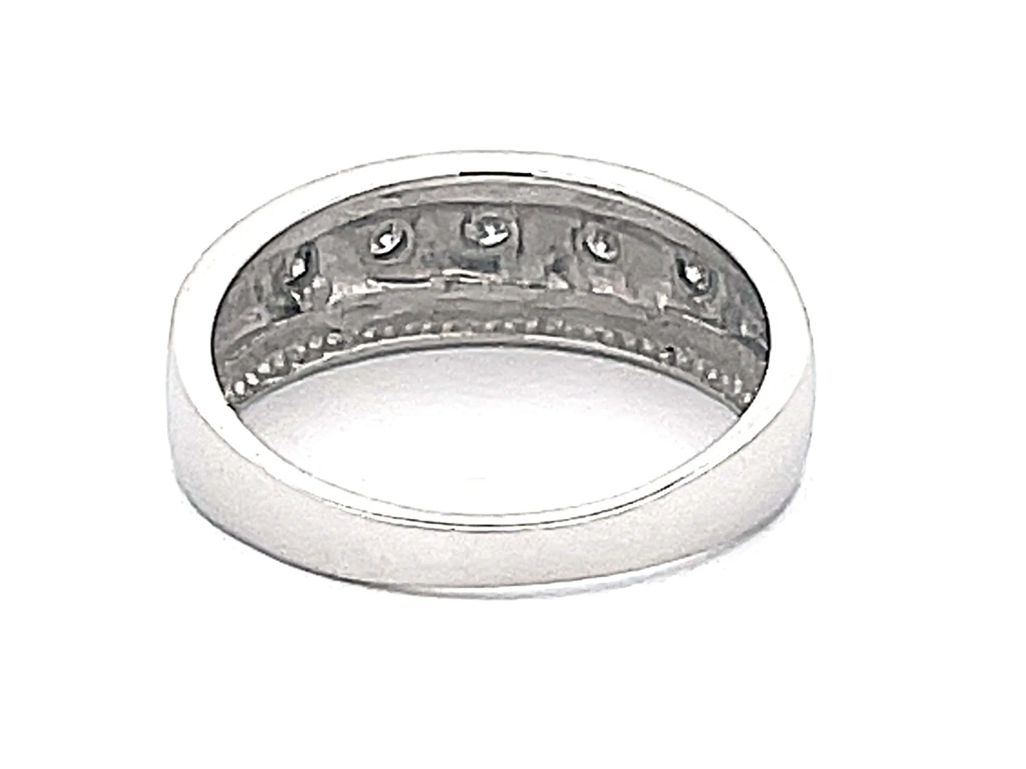 Mens 5 Brilliant Cut Diamond Satin Finish Center Band Ring in Platinum