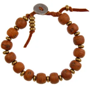 Mens Elastic Bracelet with Semi Precious Black Agate Stones and Faceted Bead