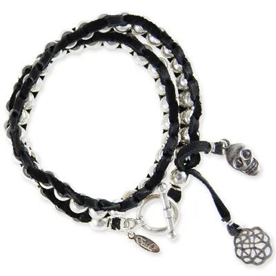 Mens Elastic Bracelet with Semi Precious Tiger's Eye Stones and Faceted Bead