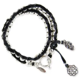 Mens Elastic Bracelet with Semi Precious Tiger's Eye Stones and Faceted Bead