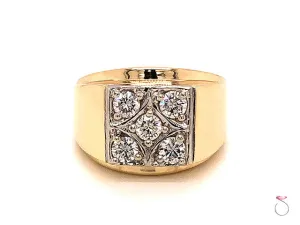 Men's Five Diamond Ring in 14K And Platinum