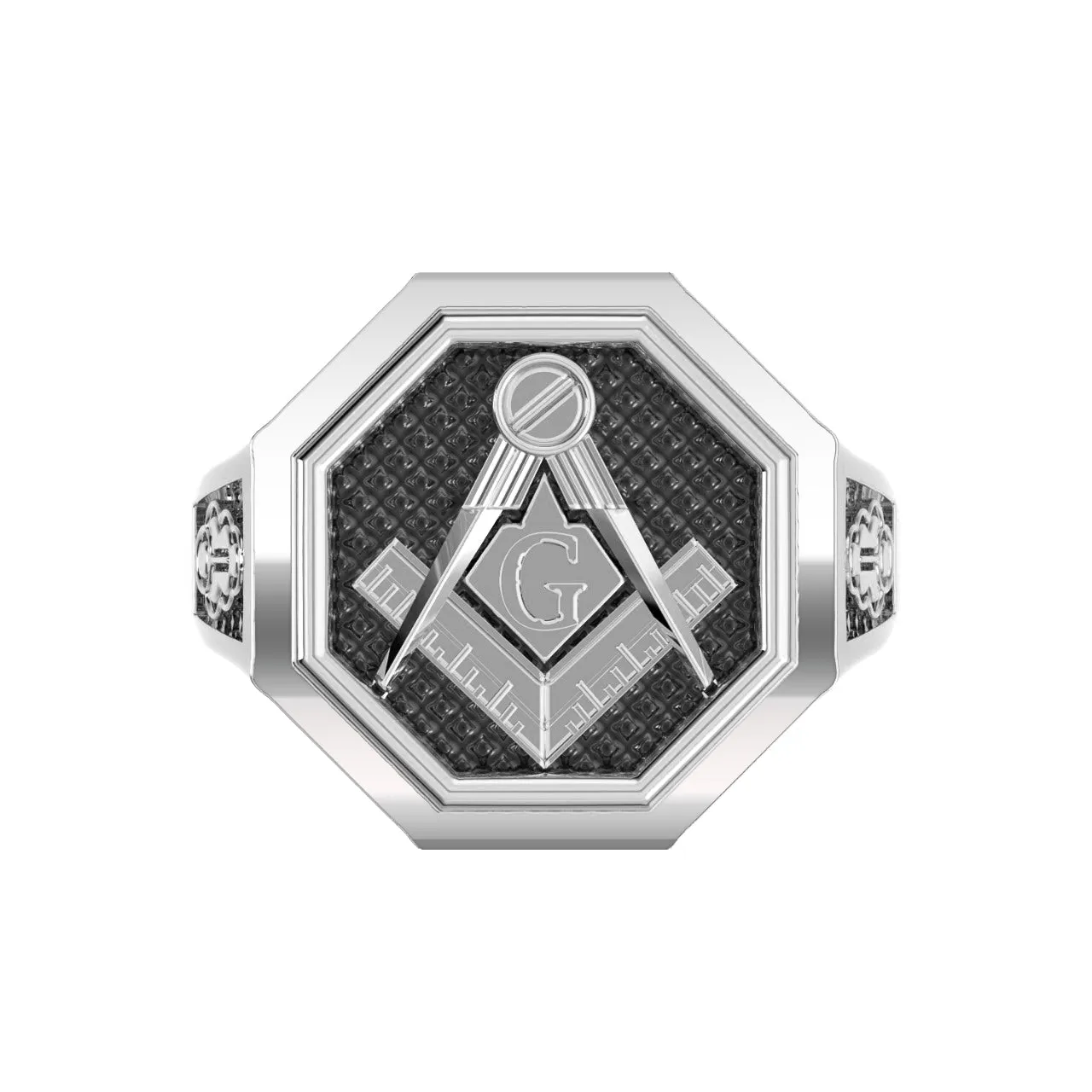 Men's Heavy 925 Sterling Silver Freemason Master Mason Octagon Ring