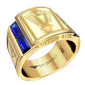 Men's Heavy Solid 10K or 14K Yellow Gold or White Gold Freemason Scottish Rite Ring Band