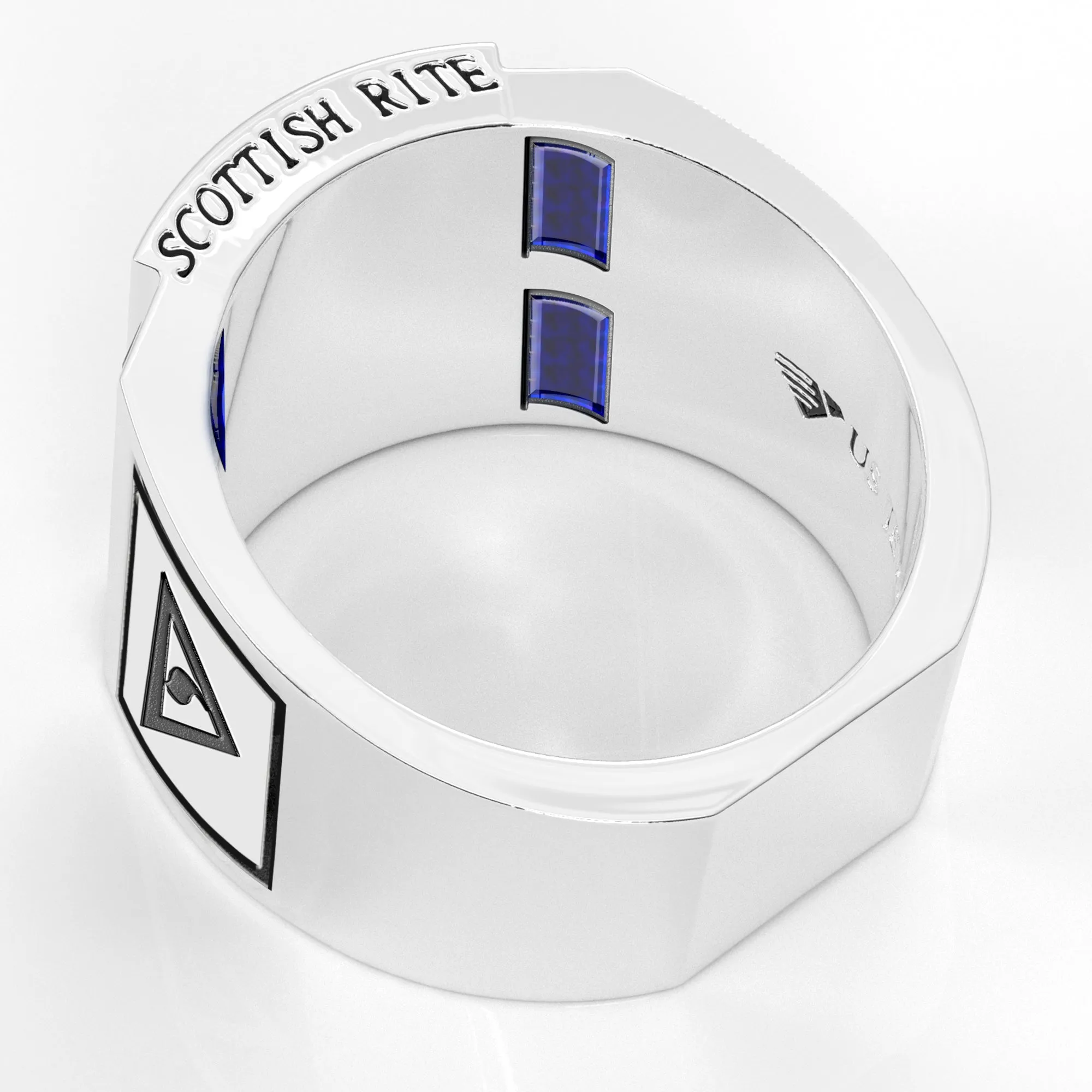 Men's Heavy Solid 10K or 14K Yellow Gold or White Gold Freemason Scottish Rite Ring Band