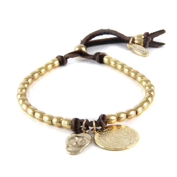 Mens Large Faceted Black Marble Accent Bead Pyrite and Metal Bead Stretch Bracelet
