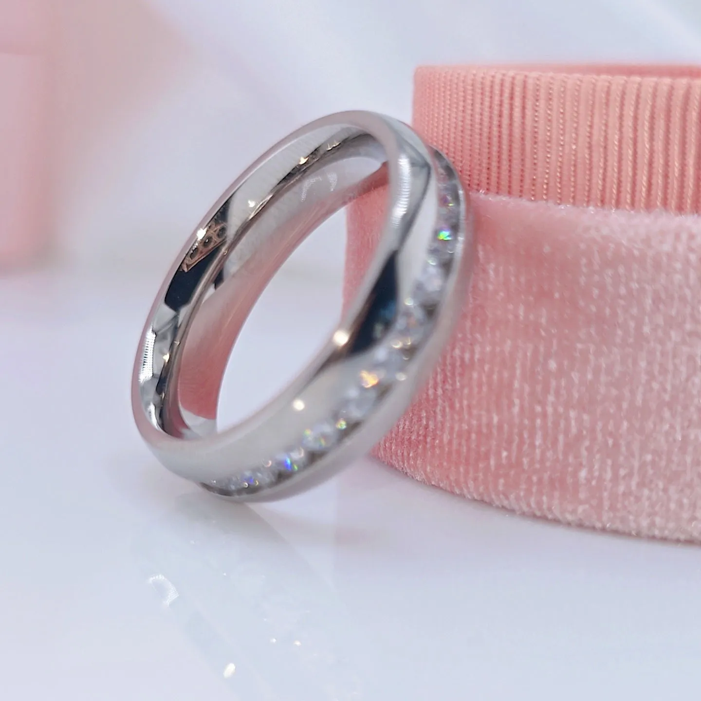 Men's Tungsten Wedding Band with Eternity Diamond Inlay