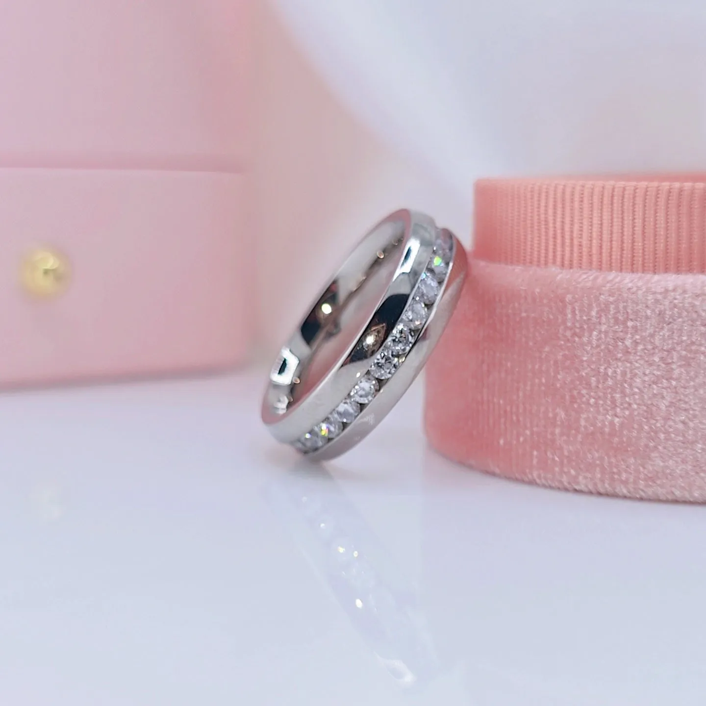 Men's Tungsten Wedding Band with Eternity Diamond Inlay