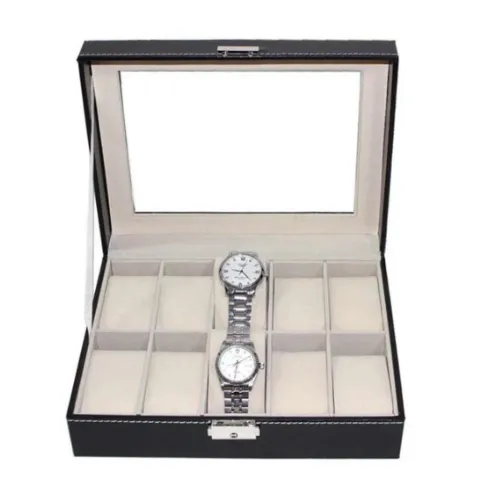 Men's Watch Box Case Organizer Display Soft Leather Watch Box Best Gift 10 Slots For Men