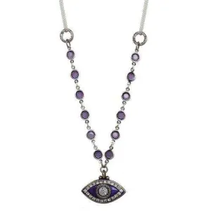 Michal Golan Purple Evil Eye Beaded Necklace