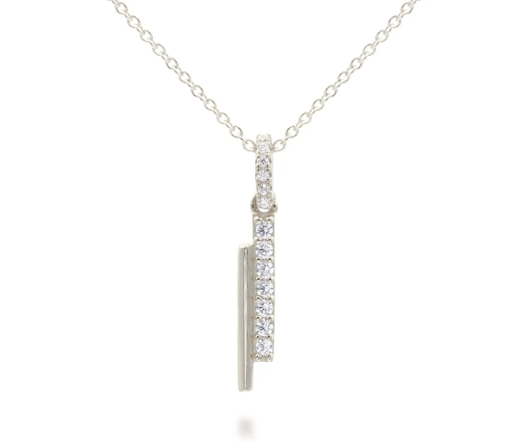 Mini Bar Pavé Crystal Silver Necklace